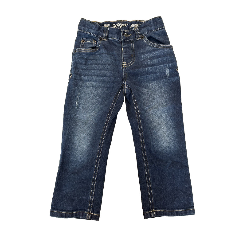Cat & Jack Straight Super Stretch Denim Jeans 3T Blue Adjustable Normcorp School